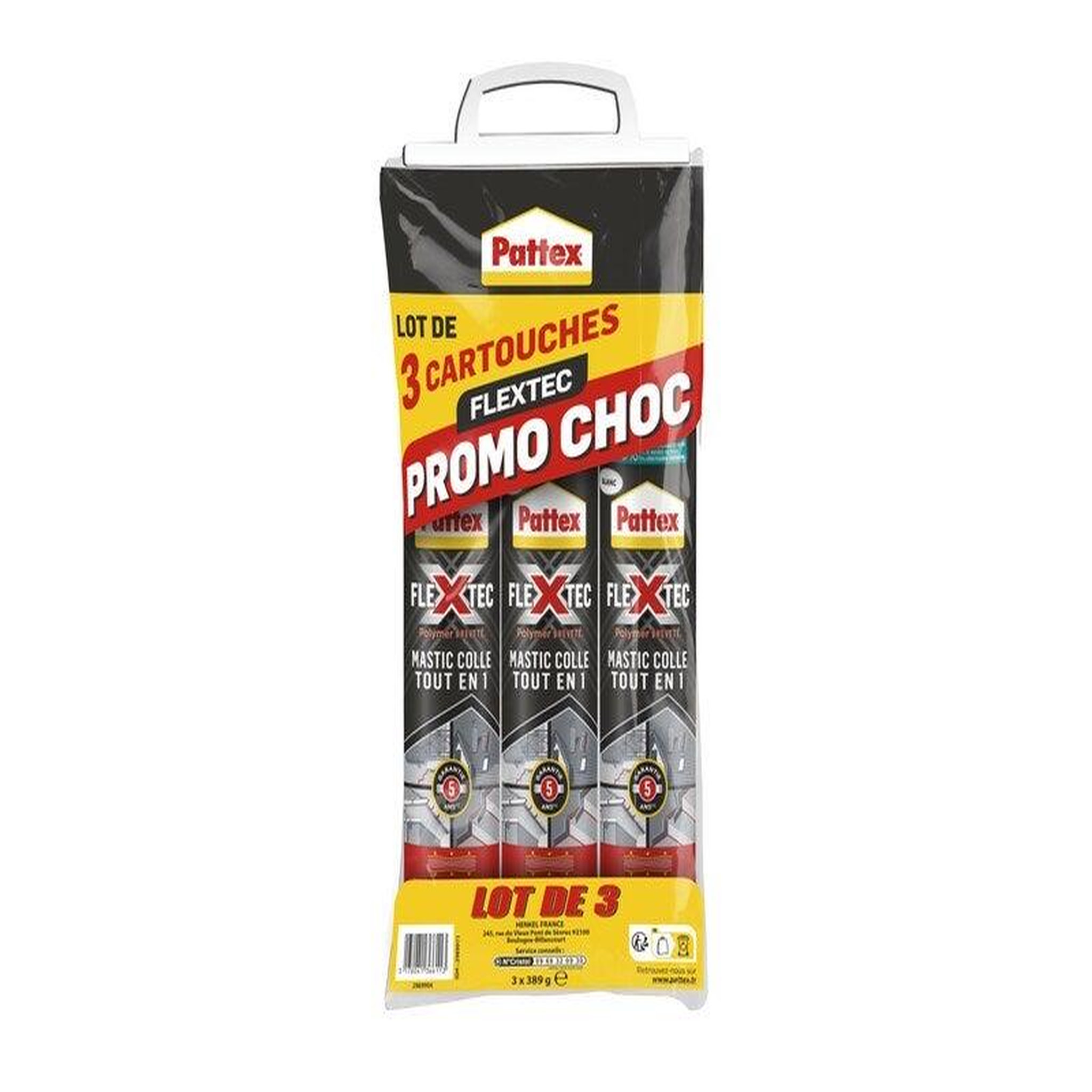 PATTEX Colle joint int/ext polymere pattex flextec blanc cartouche 389gx3