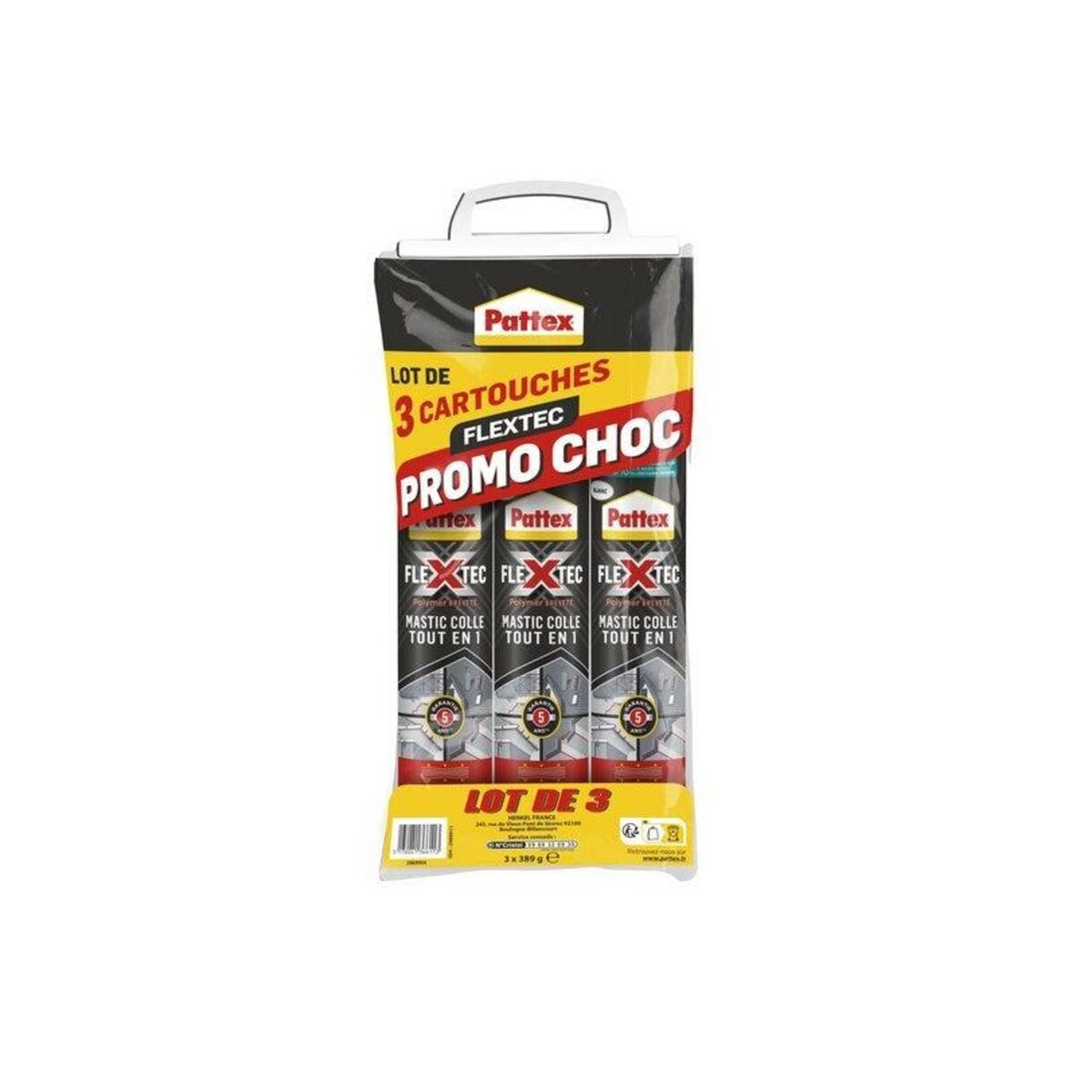 PATTEX Colle joint int/ext polymere pattex flextec blanc cartouche 389gx3