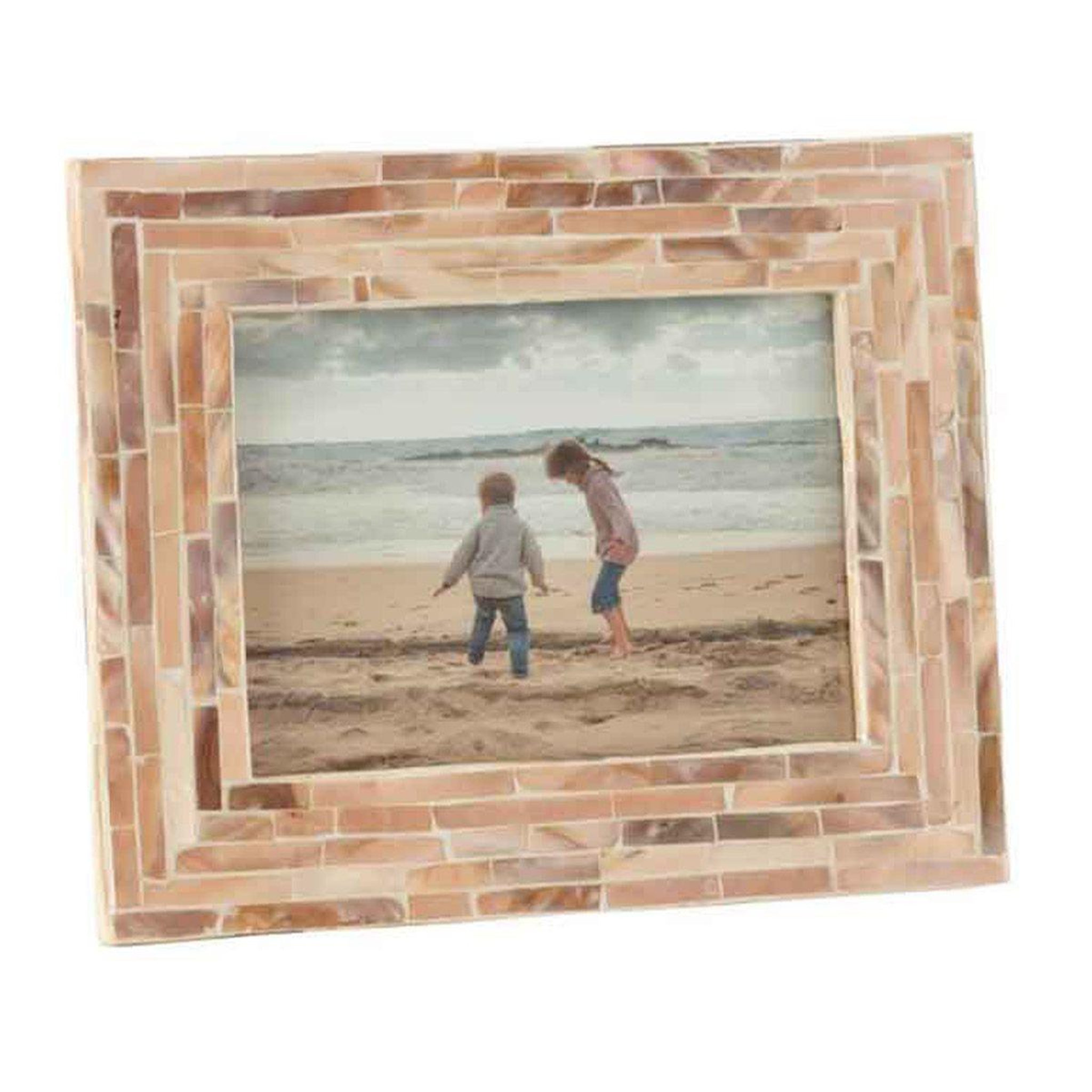 Voir la diapositive 1 : J-LINE Cadre photo en bois déco  nuye  12x17cm beige