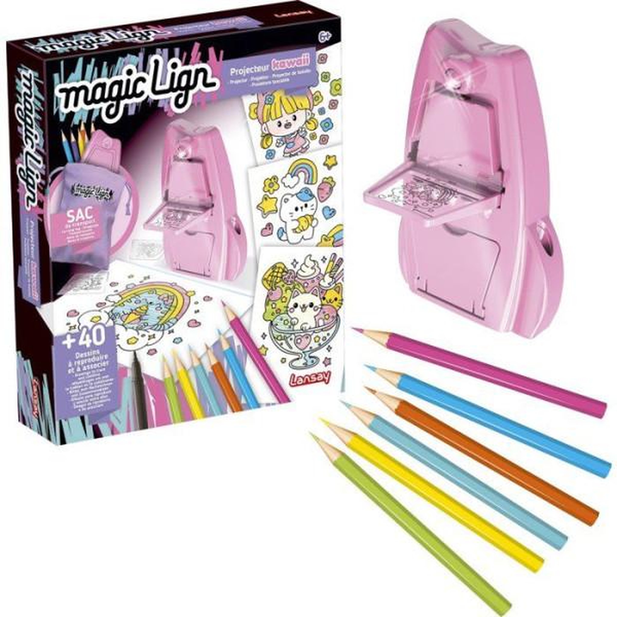 Voir la diapositive 2 : LANSAY Loisir créatif - LANSAY - MAGIC LIGN - jeu de coloriage - PROJECTEUR POCKET KAWAII - Des 6 ans