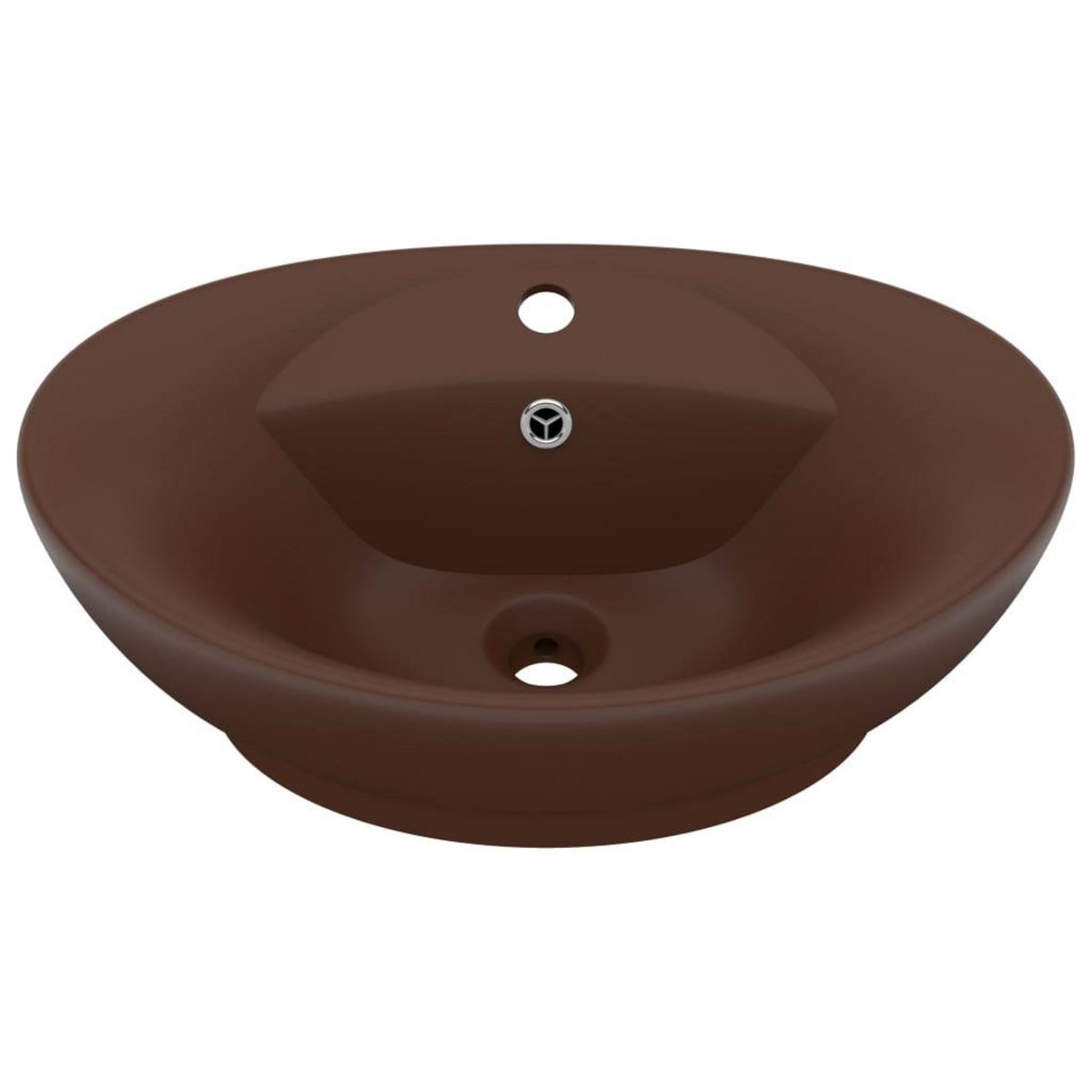 VIDAXL Lavabo ovale a trop-plein Marron fonce mat 58,5x39 cm Ceramique