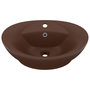 Voir la diapositive 2 : VIDAXL Lavabo ovale a trop-plein Marron fonce mat 58,5x39 cm Ceramique