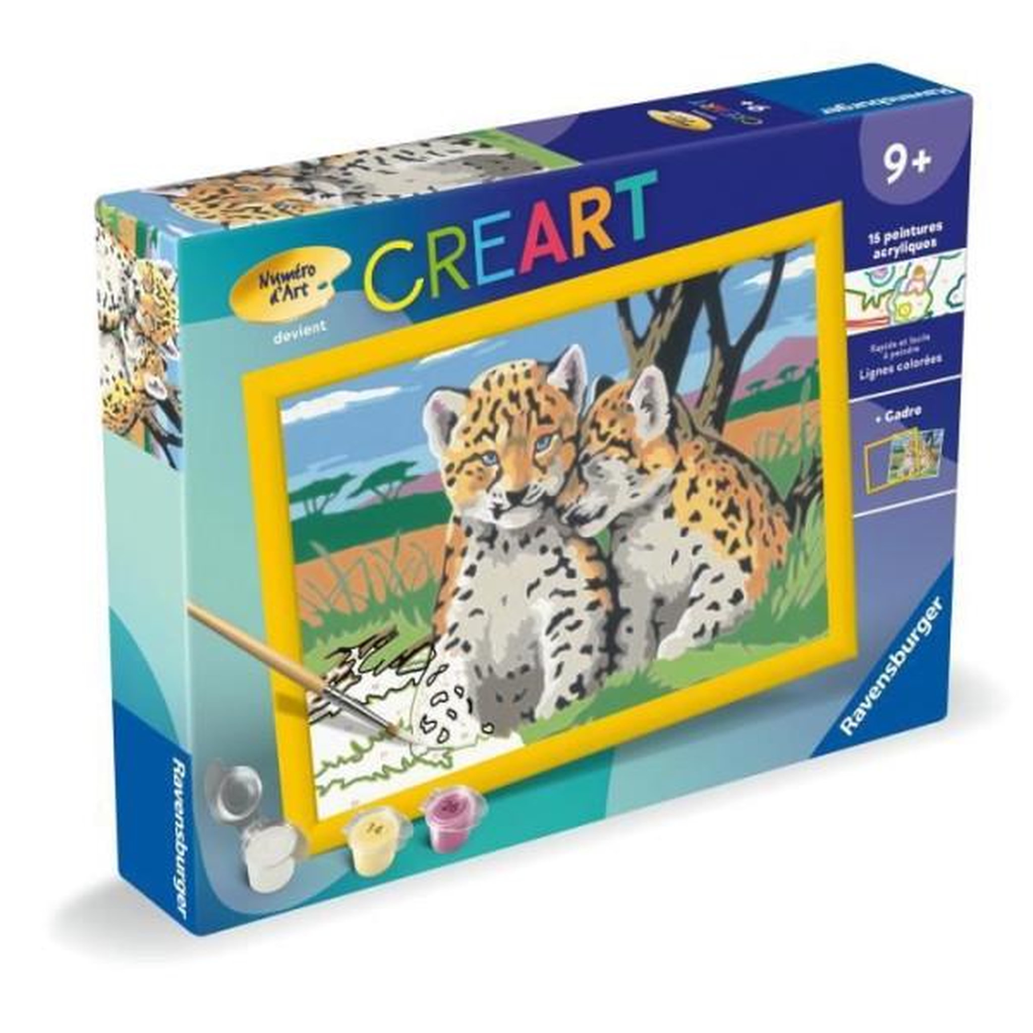 Voir la diapositive 5 : RAVENSBURGER Creart kids 18x24cm petits léopards, kit de peinture par numéros numéro d'art, des 9 ans, 25832, ravensburger