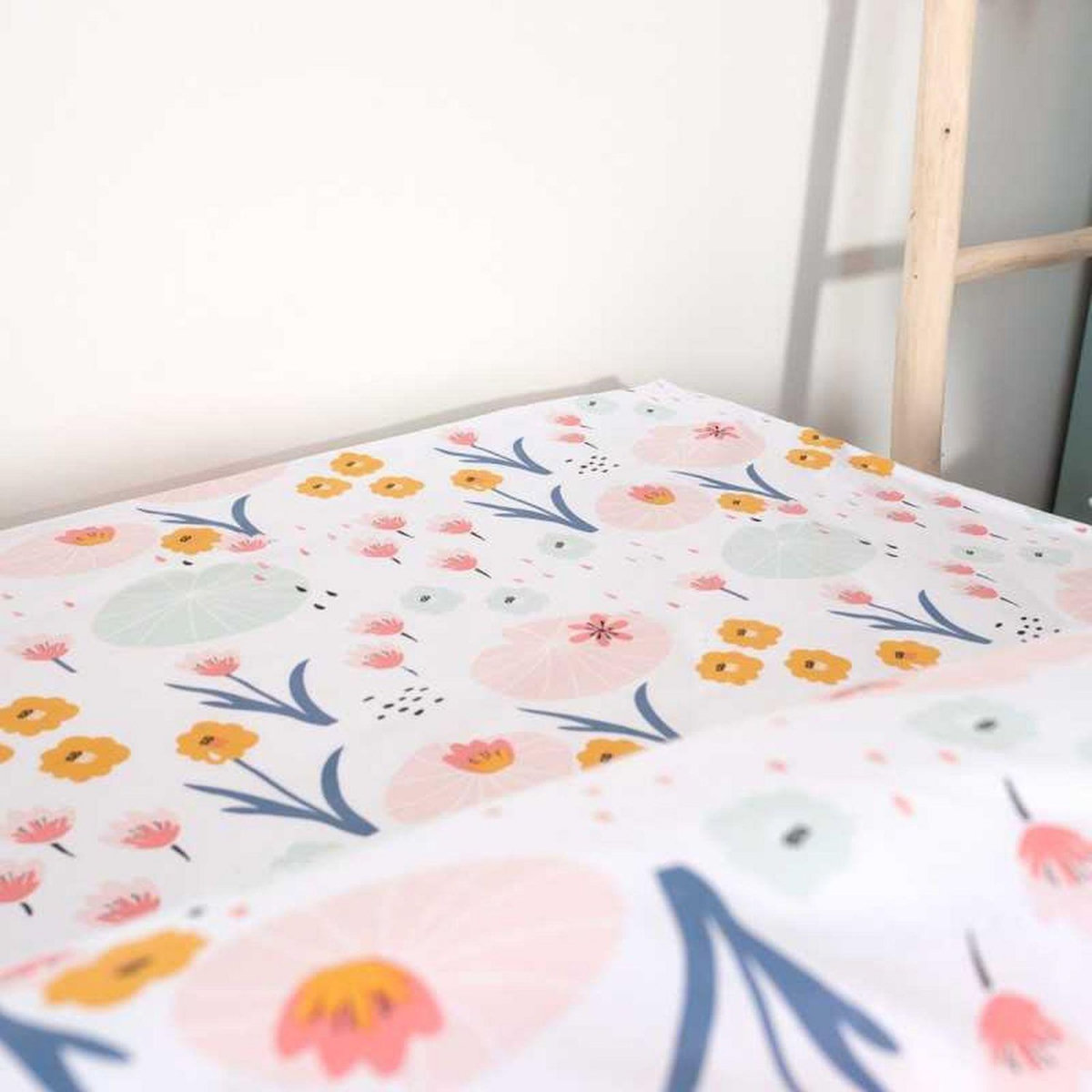 COTE DECO Parure de lit enfant Cygne - Coton 57 fils/cm² - 140 x 200 cm - Rose