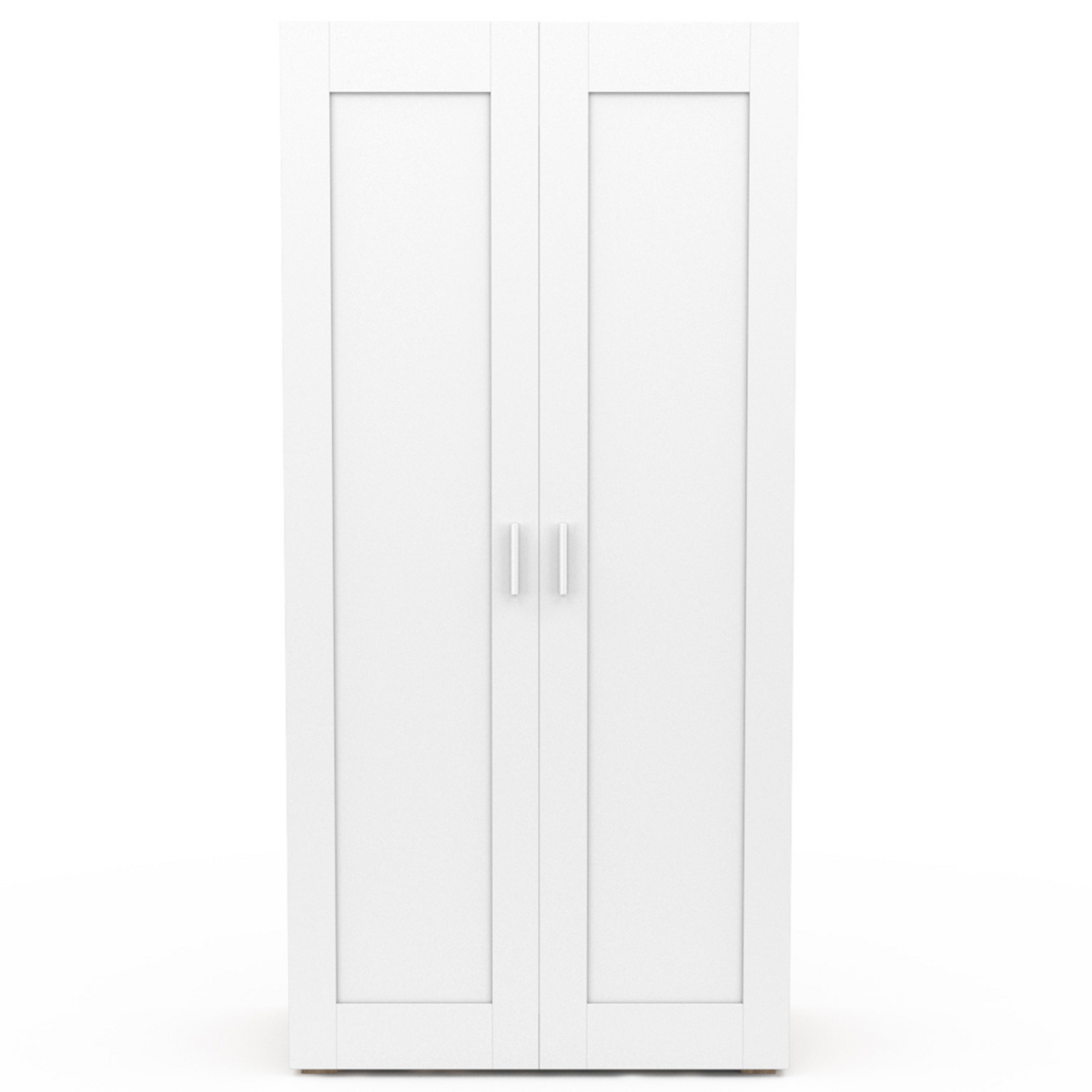 ID MARKET Armoire 2 portes VITO blanc et bois penderie 80 cm avec étagères rangement maxi capacité