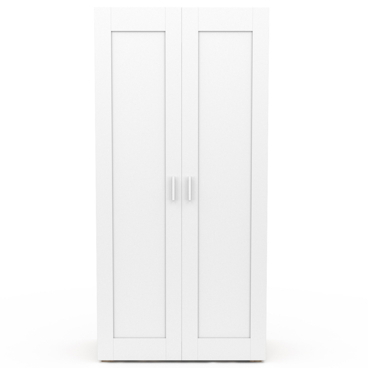 ID MARKET Armoire 2 portes VITO blanc et bois penderie 80 cm avec étagères rangement maxi capacité