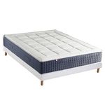 IDLITERIE Ensemble Matelas Ressort 7 zones + Mémoire de forme + Sommier KING STYLE Fabriqué en France. Coloris disponibles : Noir, Gris, Blanc, Vert