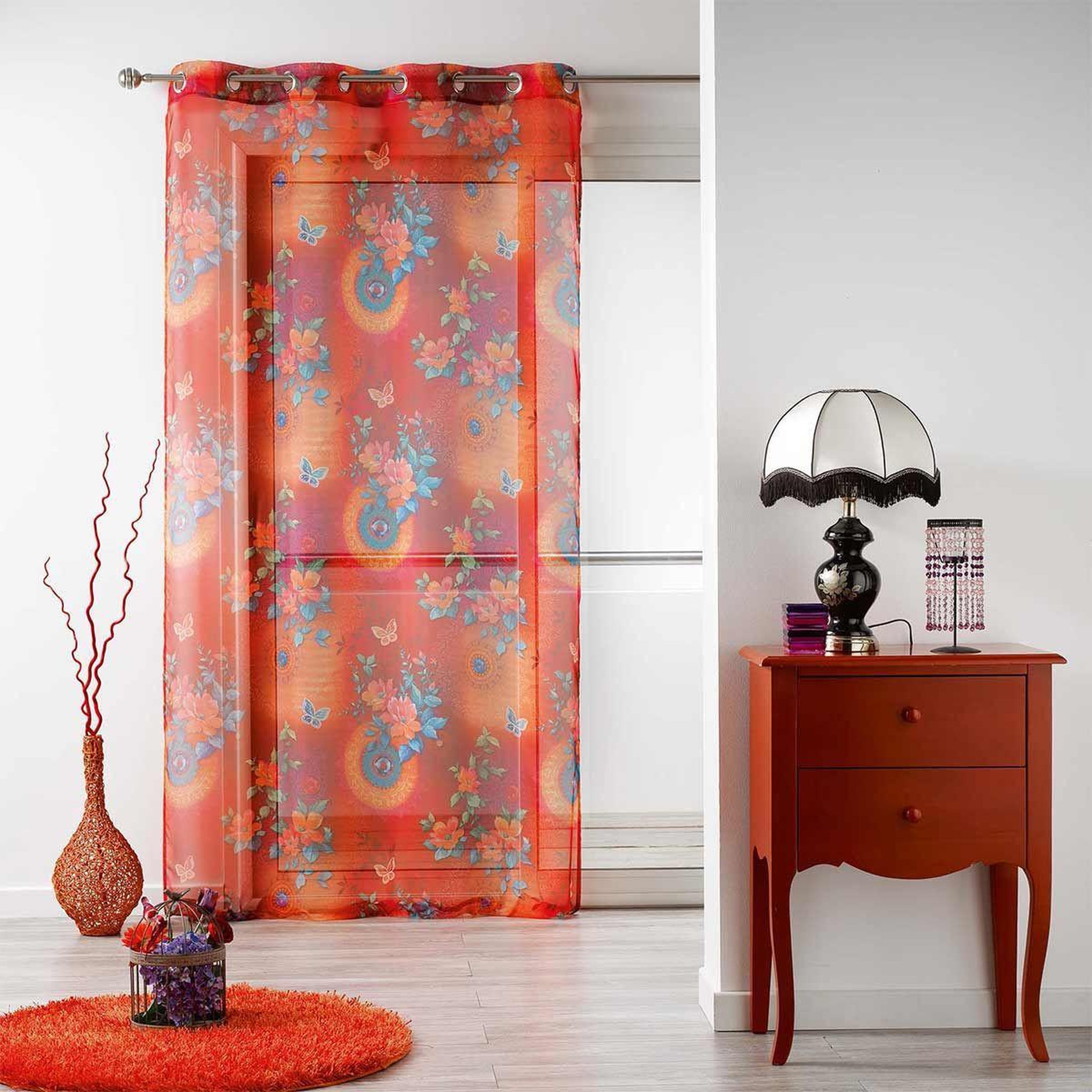 Douceur d'Intérieur Rideau voilage à œillets  fantasia  140x280cm orange