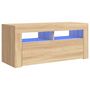 Voir la diapositive 2 : VIDAXL Meuble TV avec lumieres LED chene sonoma 90x35x40 cm