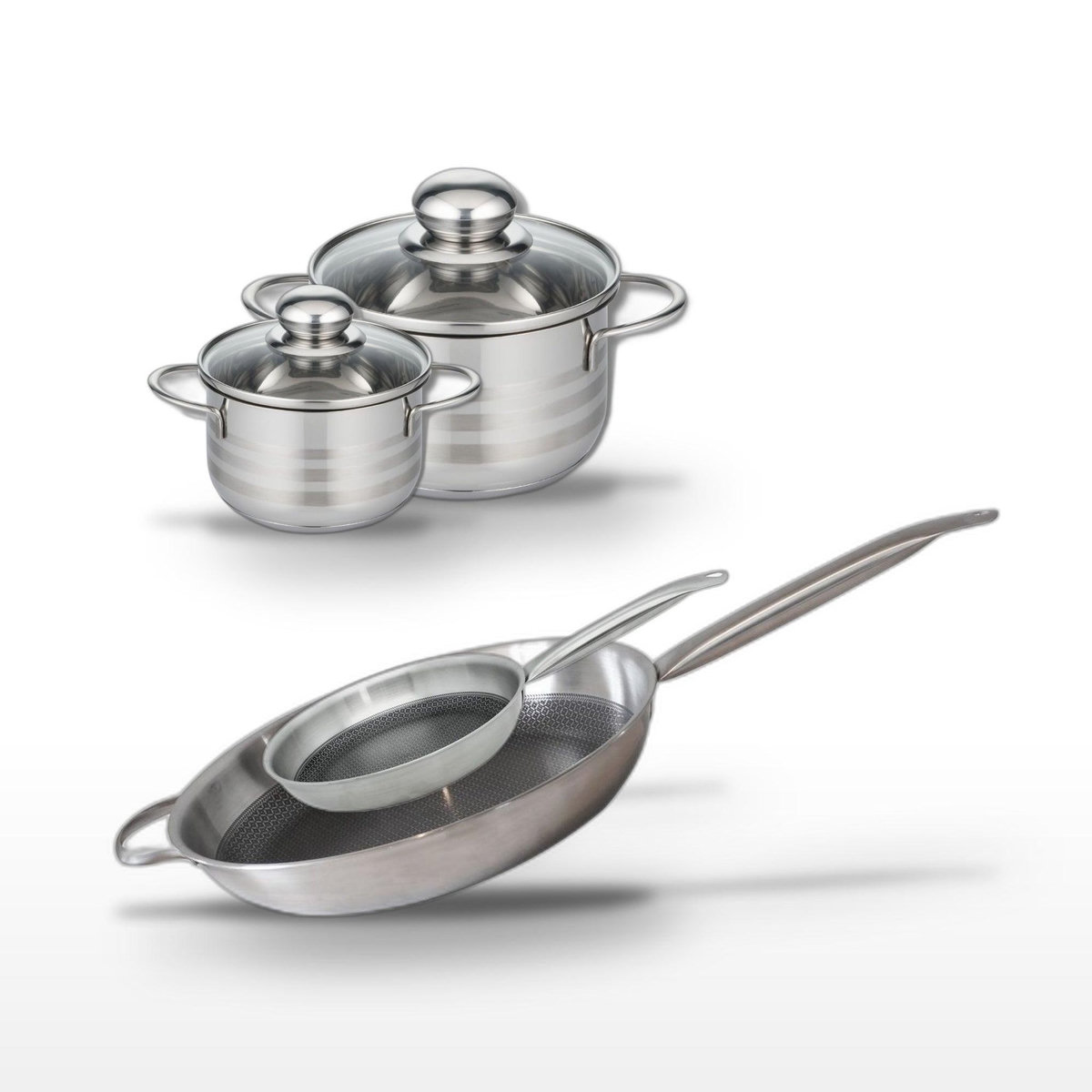 ELO Lot 2 Poêles 24/32cm et 2 Faitouts 12/16cm Elo Relief Solution