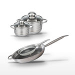 ELO Lot 2 Poêles 24/32cm et 2 Faitouts 12/16cm Elo Relief Solution