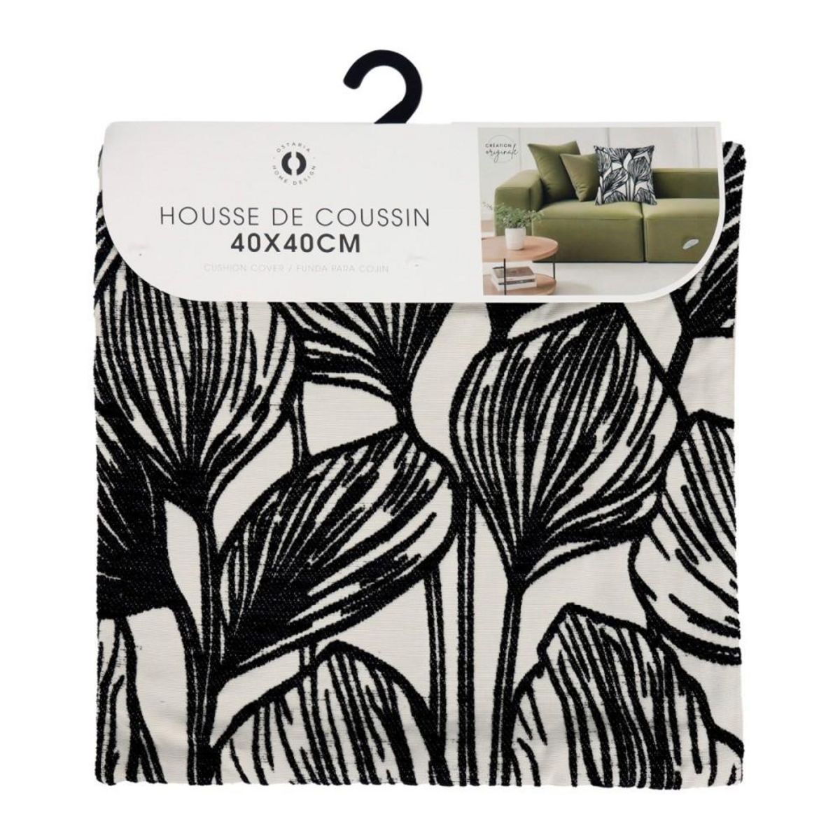 OSTARIA Housse de coussin 40x40 cm brodé feuilles