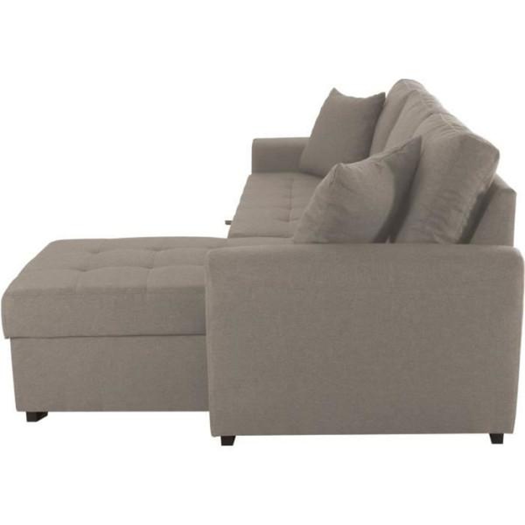 Voir la diapositive 5 : MARKET24 Canapé d'angle convertible réversible 4 places - Tissu beige - L 244 x P 151 x H 90 - HAMILTON - Fabriqué en Ukraine