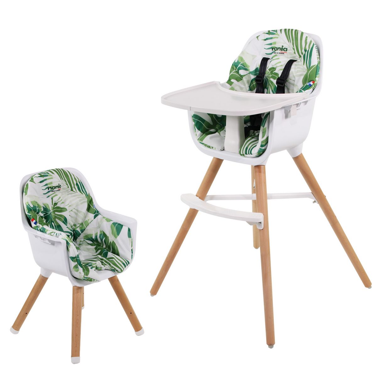 NANIA Chaise haute évolutive 2 en 1 - Paulette