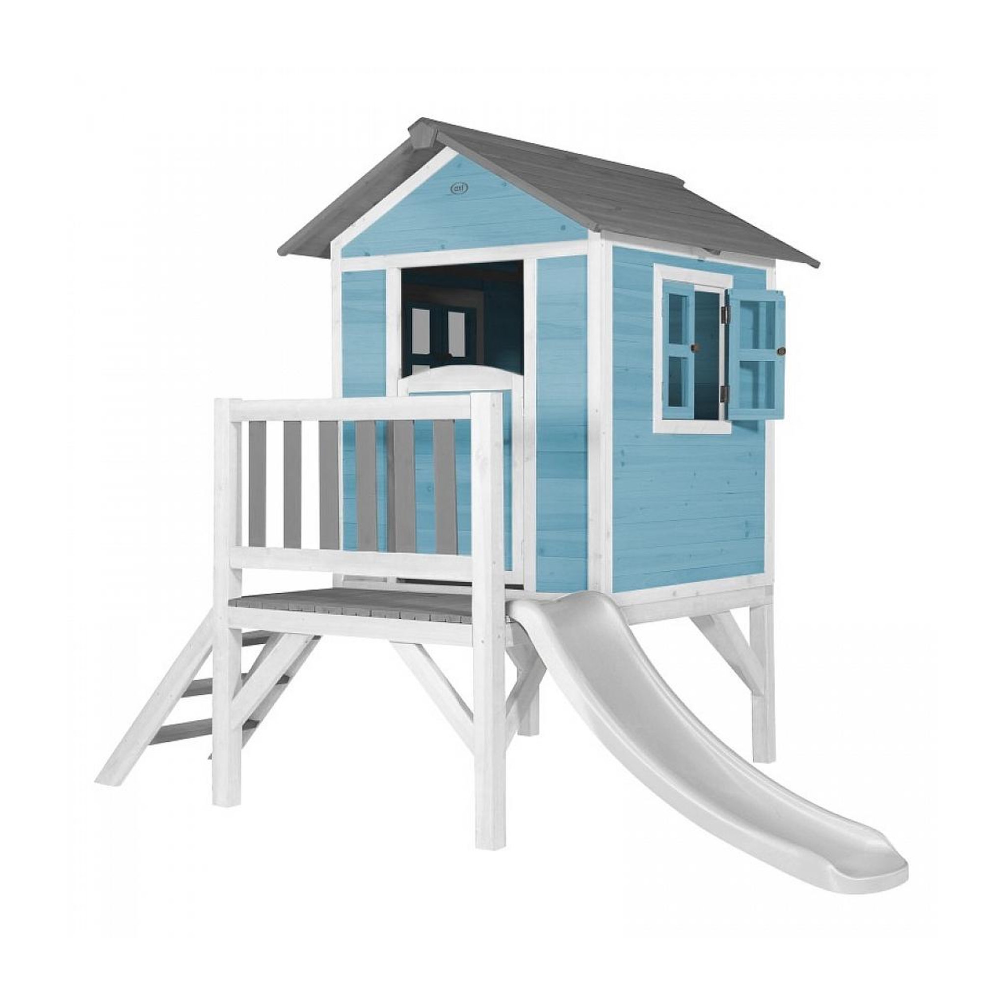 Axi House AXI Maisonnette Lodge XL en bois Bleue toboggan Blanc