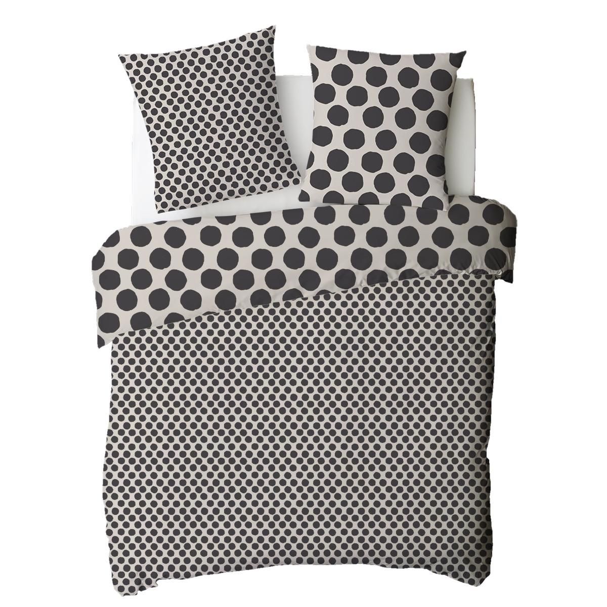 FUTURE HOME Parure de lit 2 personnes à pois réversible en coton