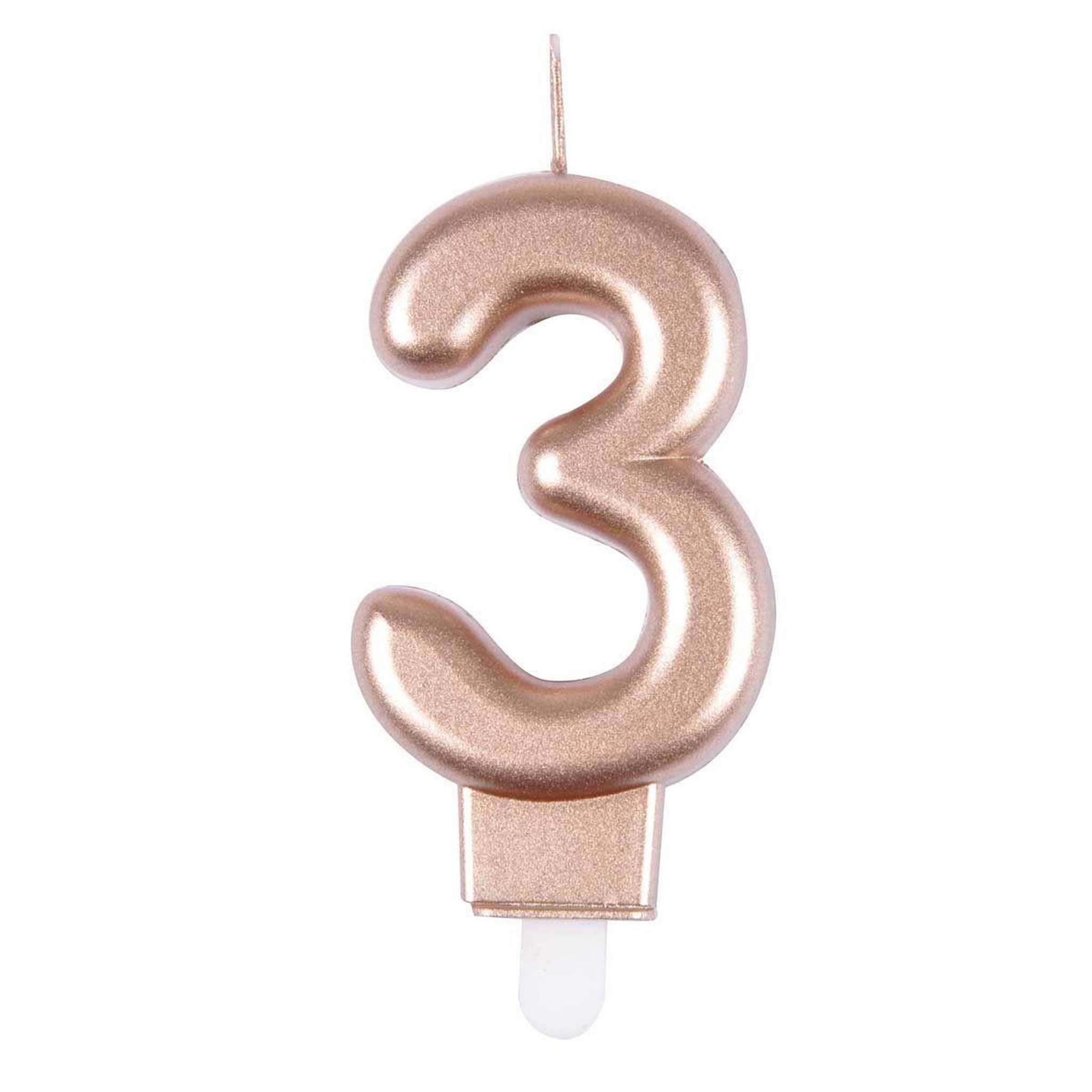 HOMEA Bougie d'Anniversaire  Chiffre 3  7cm Rose Gold