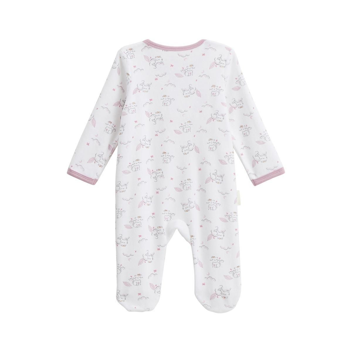 Petit Béguin Pyjama bébé en velours ouverture pont Miss Chatchatchat