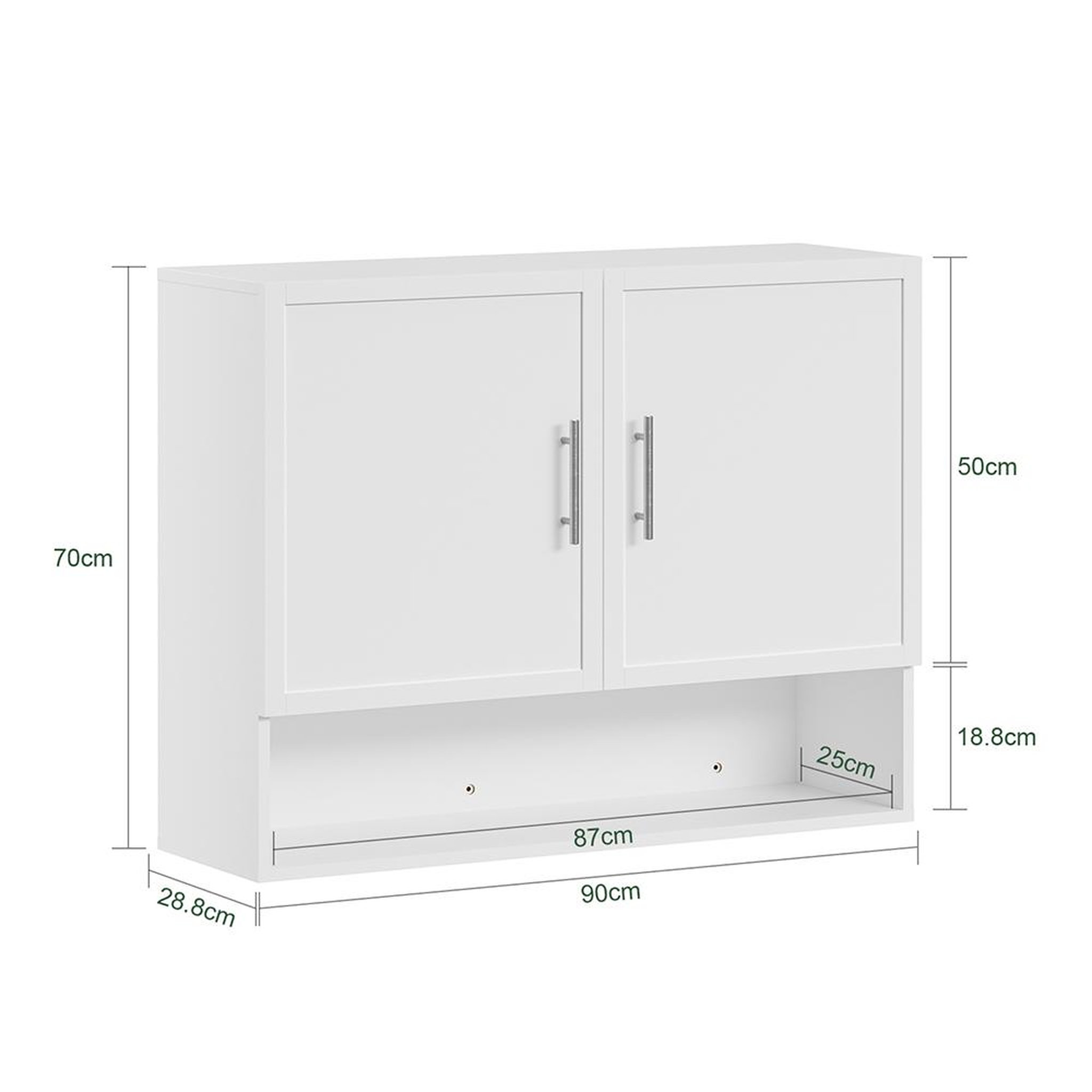 Voir la diapositive 3 : SOBUY Armoire murale 2 portes blanche 90x28.8x70 cm bzr233-w