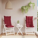VIDAXL Coussins de chaise a dossier haut lot de 2 rouge bordeaux