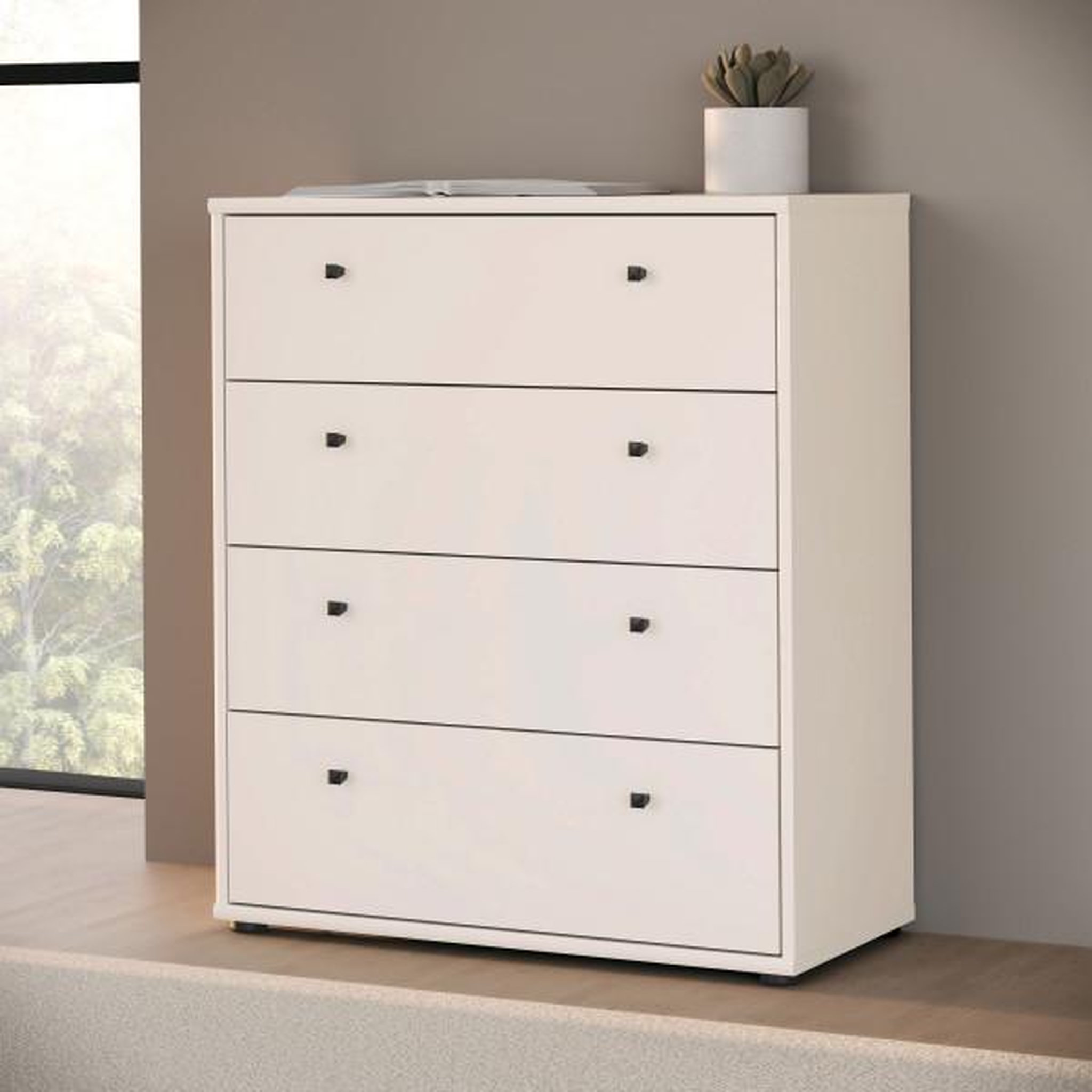 Voir la diapositive 2 : MARKET24 Commode - TEMPRA - 4 tiroirs - Sable - 73,7 x 34,8 x 85,5 cm