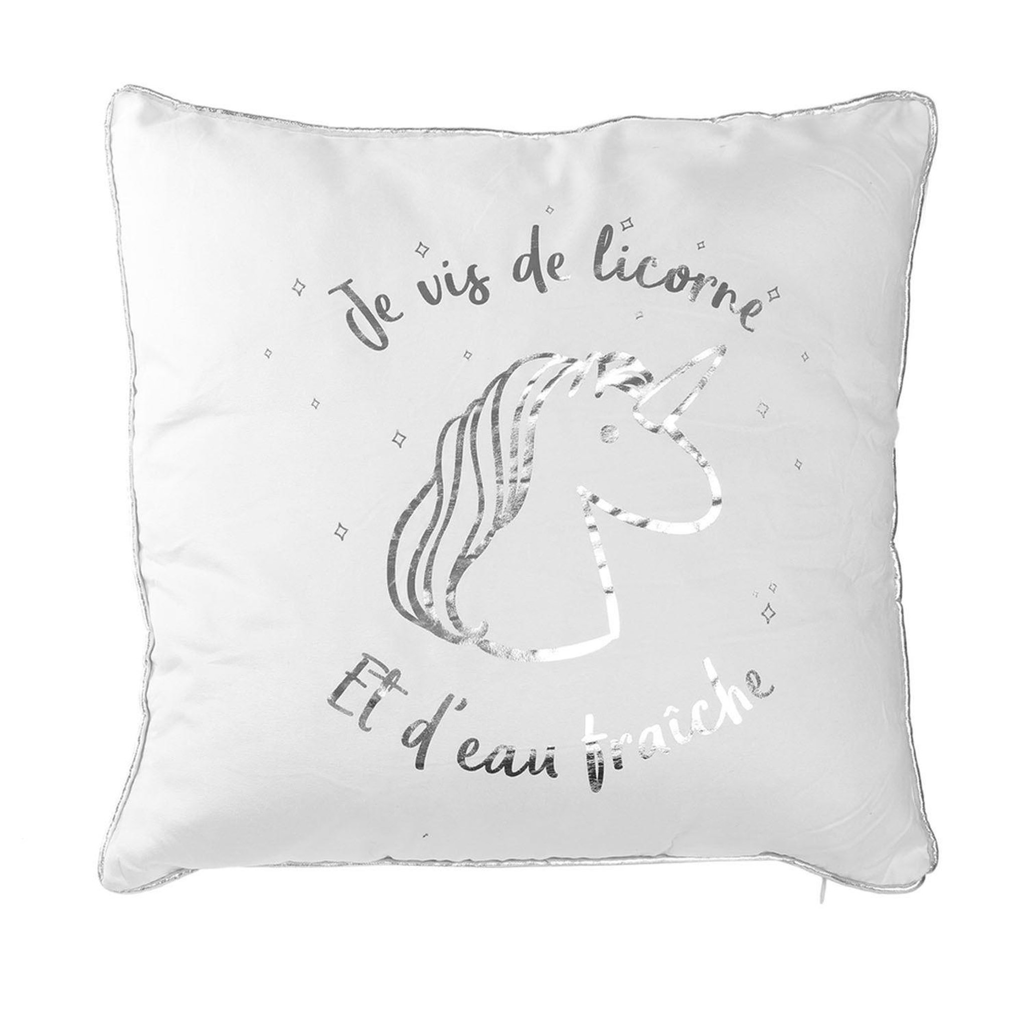 The Home Deco Factory Coussin licorne - 40 x 40 cm - argent