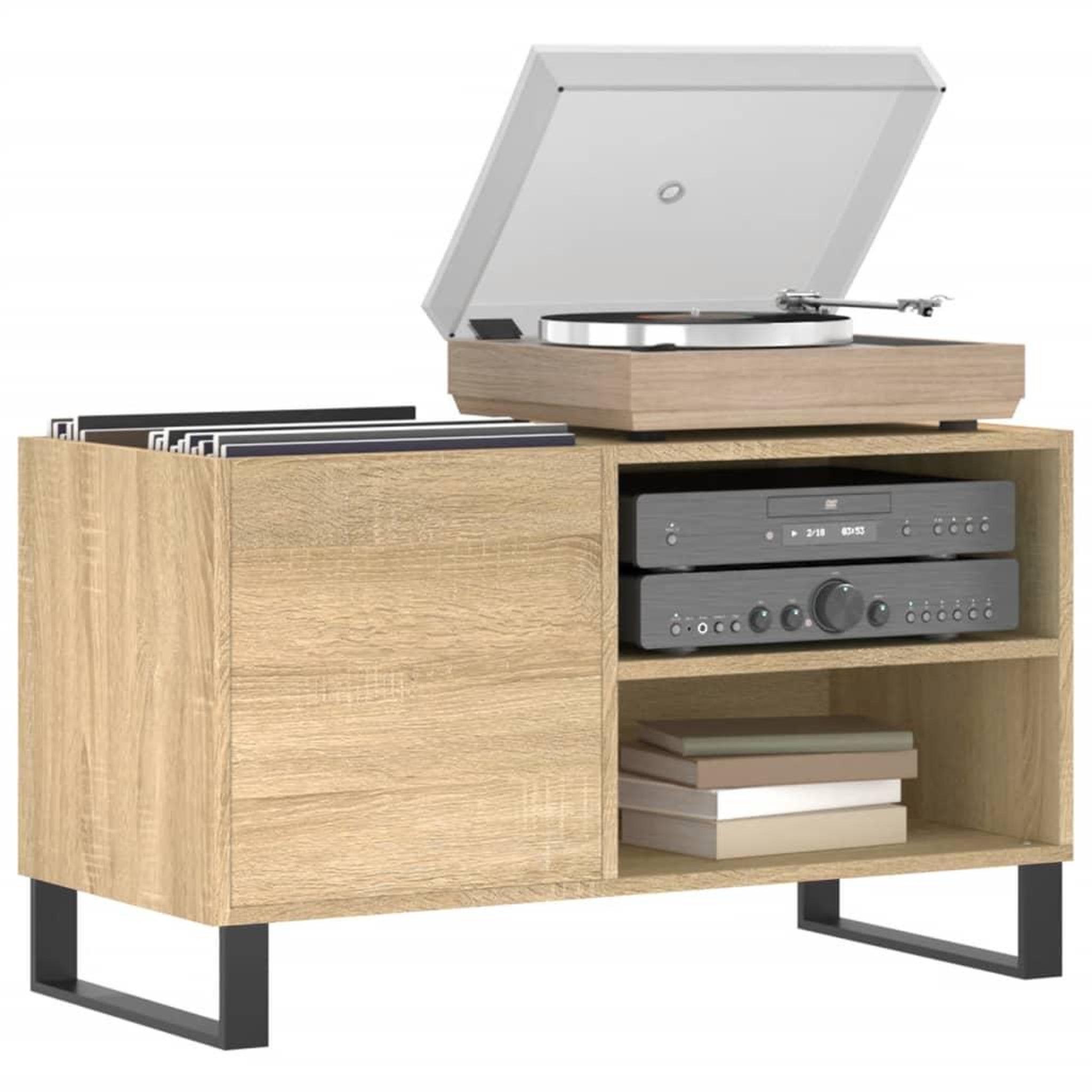 Voir la diapositive 3 : VIDAXL Armoire a disques chene sonoma 85x38x48 cm bois d'ingenierie