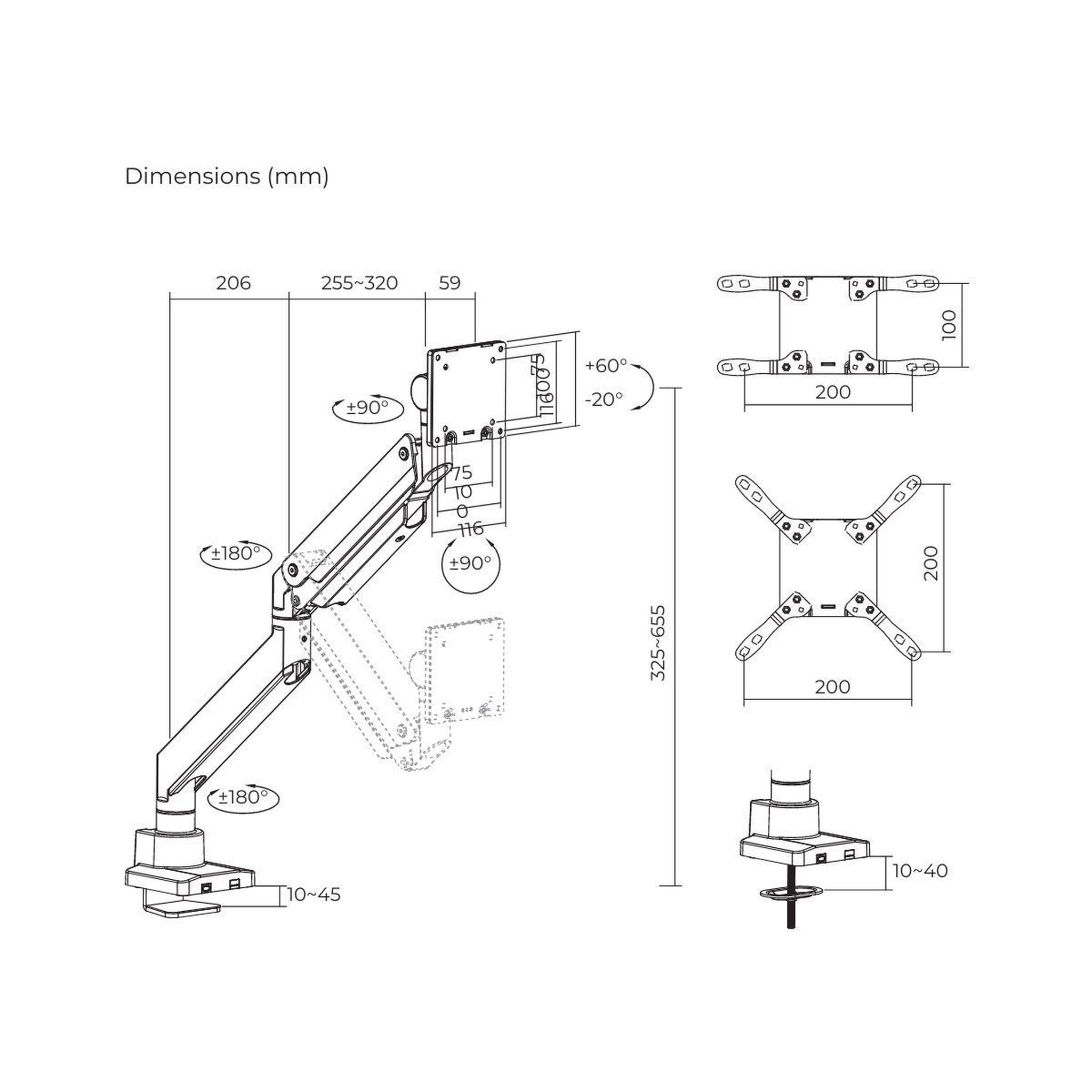 Voir la diapositive 4 : OPLITE Support écran PC MT57 MONITOR ARM