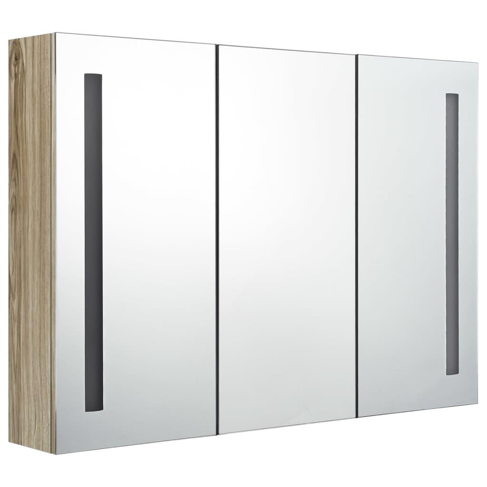 Voir la diapositive 4 : VIDAXL Armoire de salle de bain a miroir LED 89x14x62 cm chene