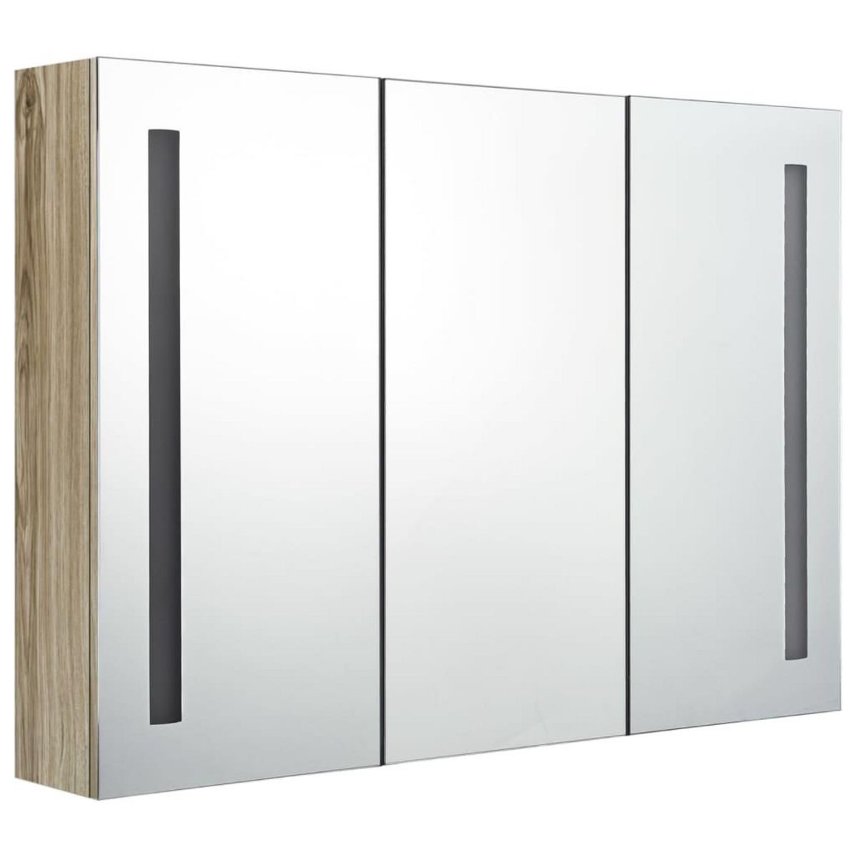 VIDAXL Armoire de salle de bain a miroir LED 89x14x62 cm chene
