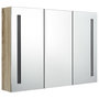 Voir la diapositive 4 : VIDAXL Armoire de salle de bain a miroir LED 89x14x62 cm chene