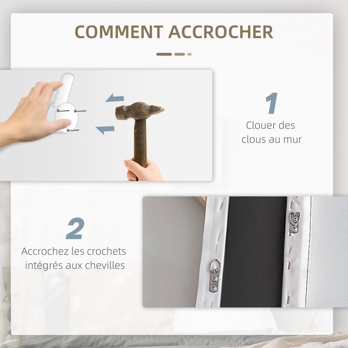 HOMCOM Tableau imprimé et peint feuilles ginkgo biloba - dim. 100L x 80l cm - décoration murale - toile 100% polyester structure bois de pin encre dorée blanc