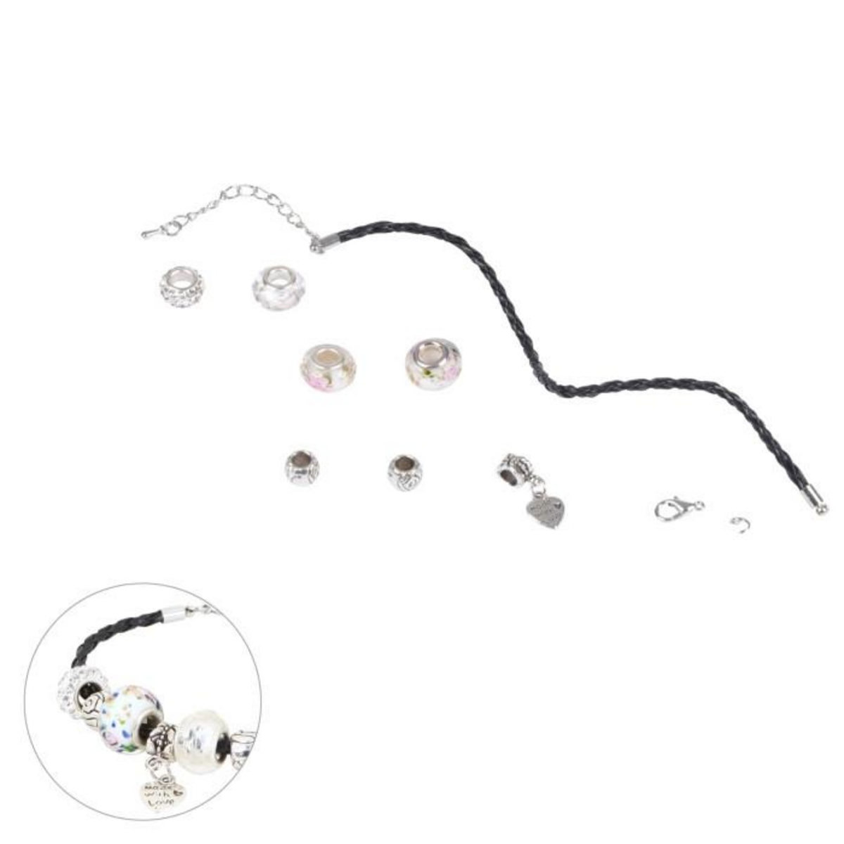 Paris Prix Kit Bracelet Mode  Charms  9cm Blanc Nacré
