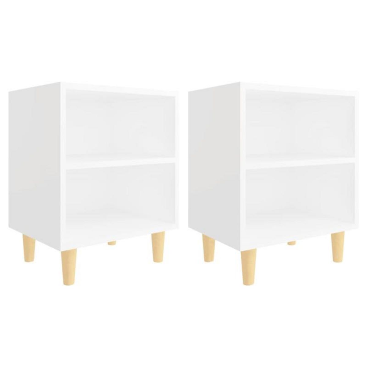 VIDAXL Tables de chevet avec pieds en bois 2 pcs Blanc 40x30x50 cm