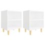 Voir la diapositive 2 : VIDAXL Tables de chevet avec pieds en bois 2 pcs Blanc 40x30x50 cm