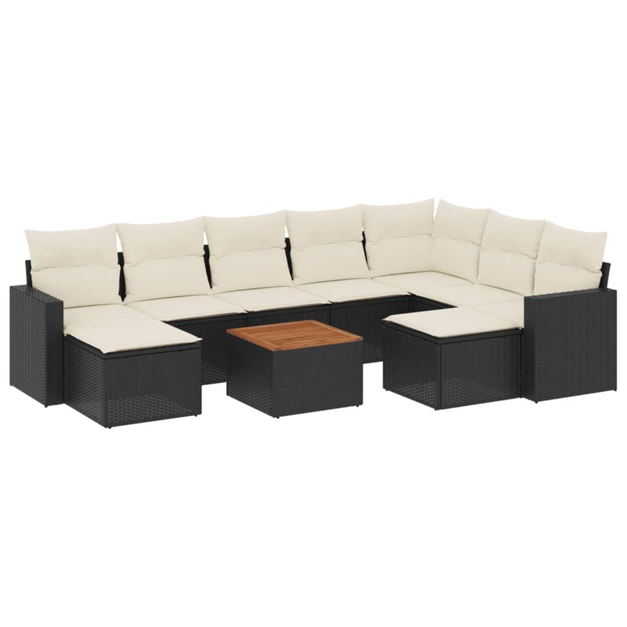 Voir la diapositive 2 : VIDAXL Salon de jardin 10 pcs avec coussins noir resine tressee