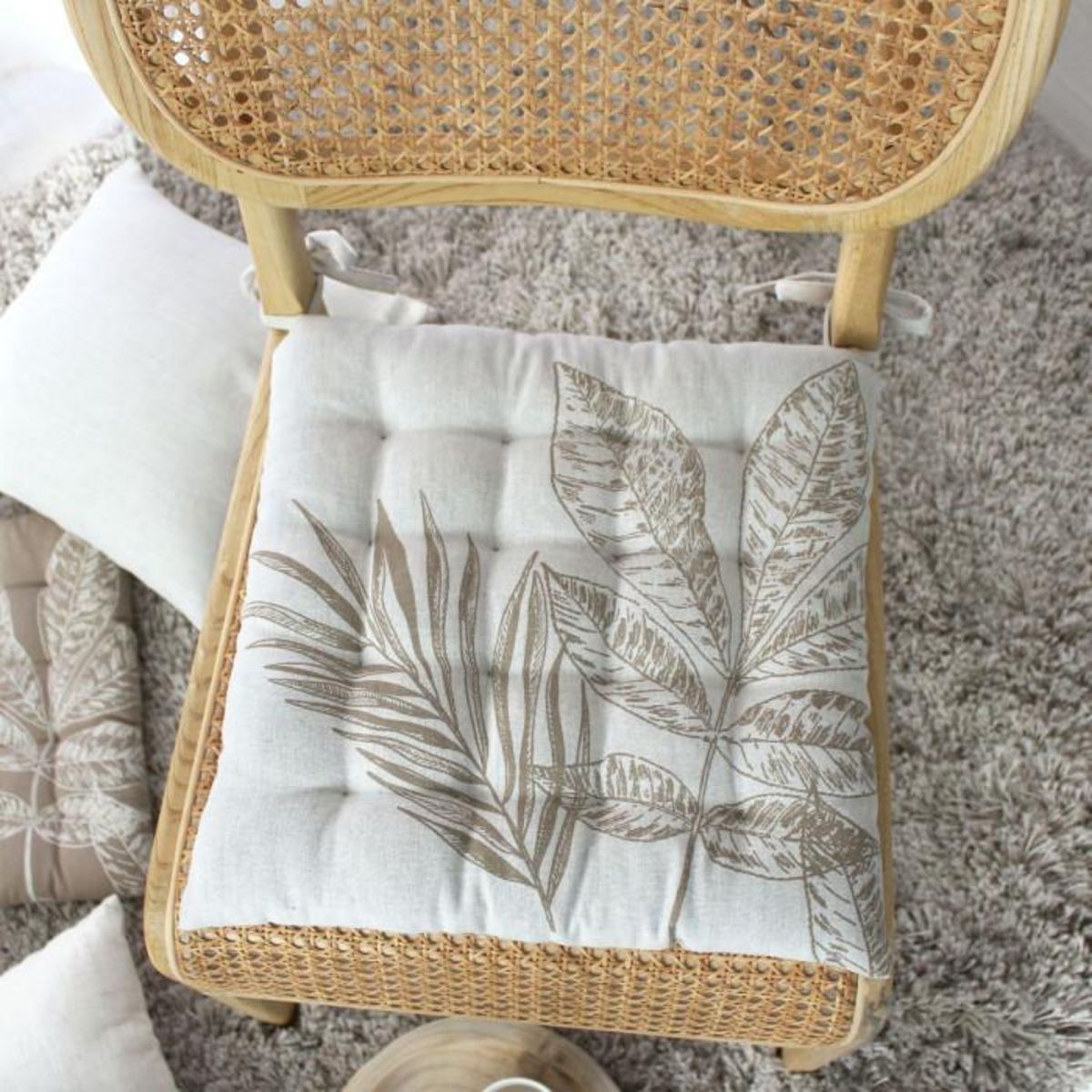 Paris Prix Galette de Chaise Piquée  Natura  38x38cm Écru