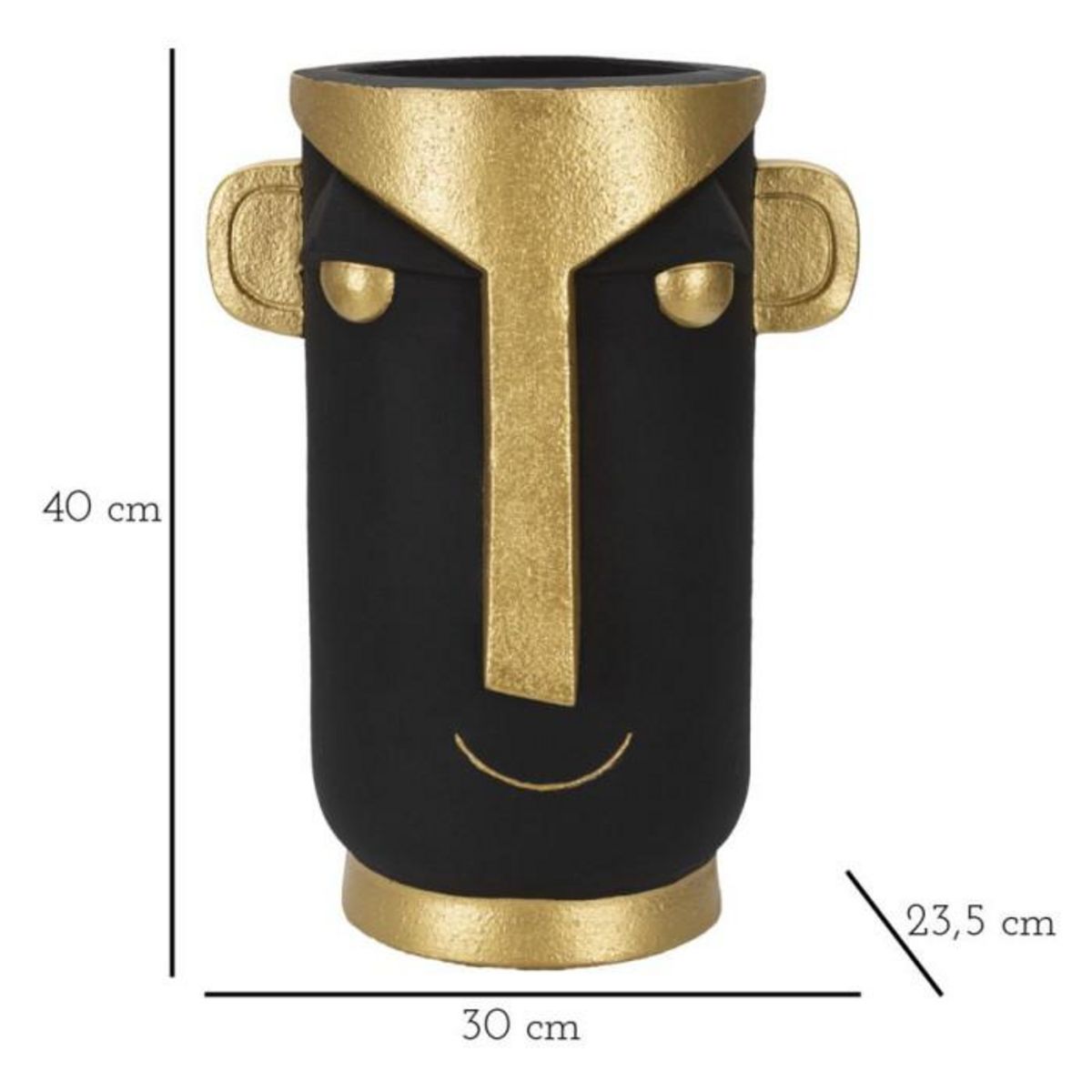 Paris Prix Vase Design Visage  Tribal  40cm Noir & Or