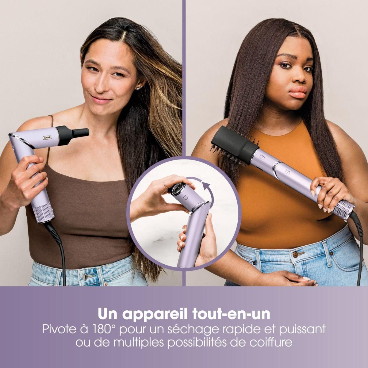 Shark Fer multistyle Flexstyle HD466PLEU Lilas + embout anti-frisottis/pochette voyage