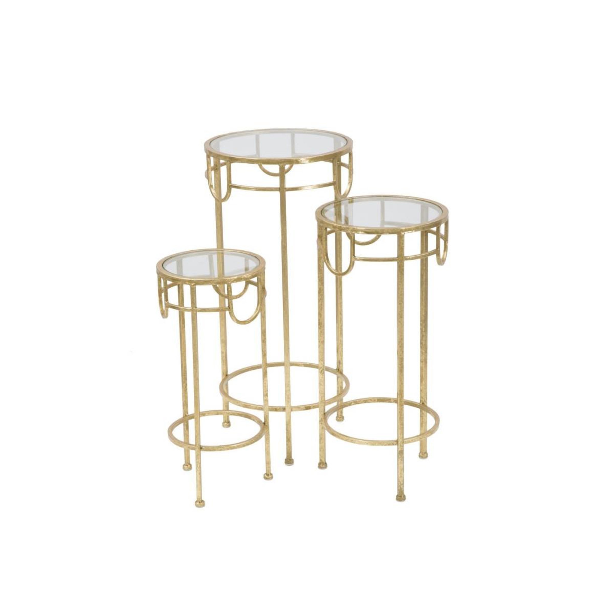 Voir la diapositive 5 : Paris Prix Lot de 3 Tables d'Appoint Gigognes  Dolly  70cm Or