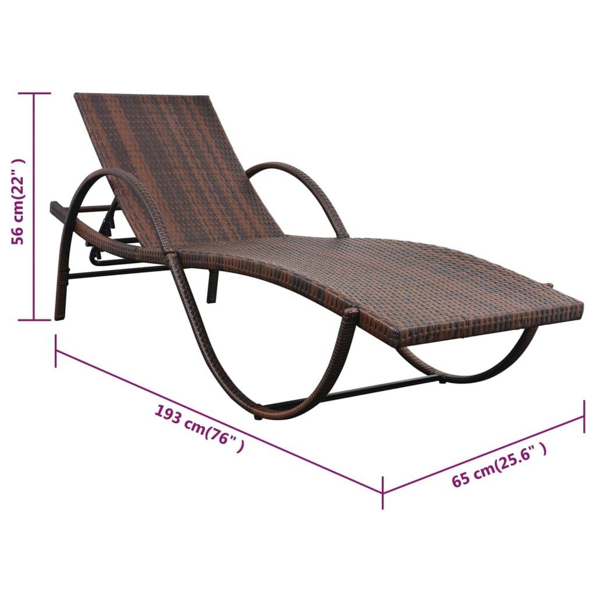 Voir la diapositive 6 : VIDAXL Chaise longue avec coussin et table Resine tressee Marron