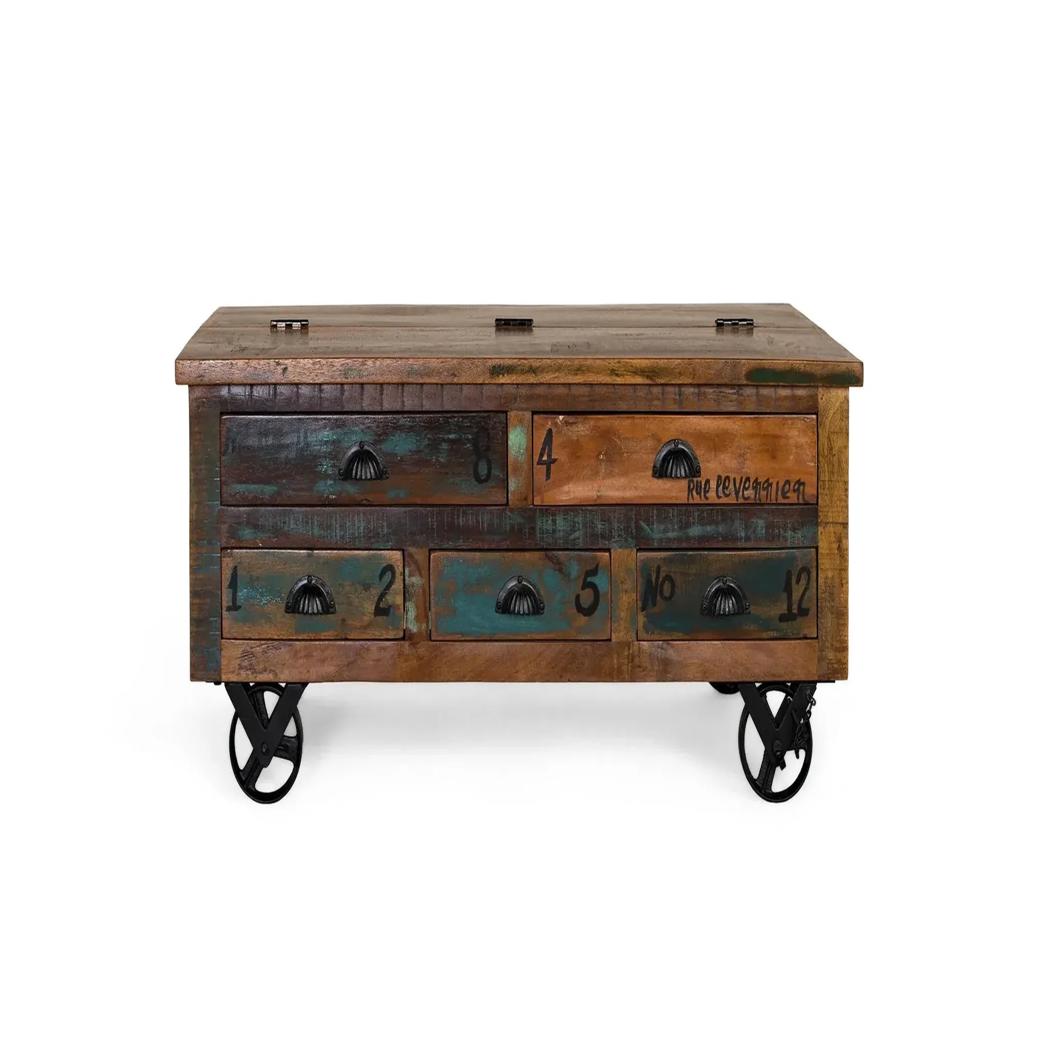 GINER Y COLOMER SL Table basse en bois recyclé 110 cm style vintage moderne