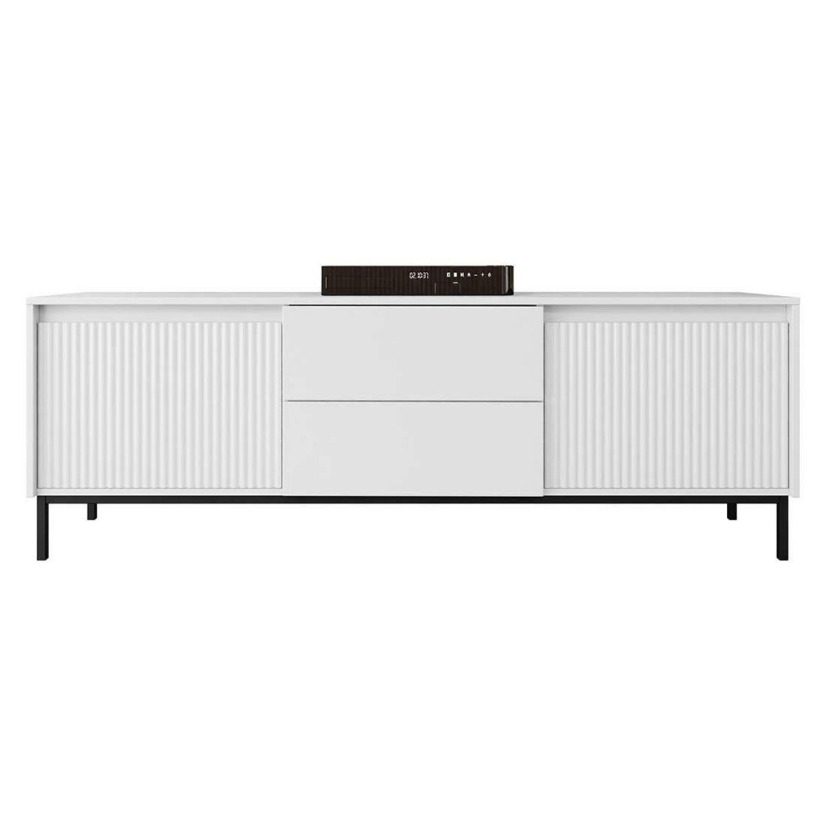 BEST MOBILIER Girona - meuble tv - blanc - 2 portes et 2 tiroirs - 174 cm