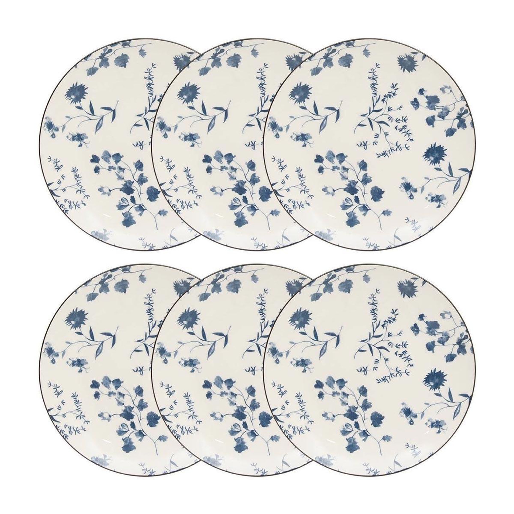 SECRET DE GOURMET Lot de 6 assiettes à dessert  umami fleur  19cm bleu