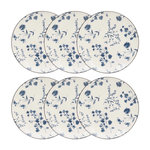 SECRET DE GOURMET Lot de 6 Assiettes à Dessert  Umami Fleur  19cm Bleu