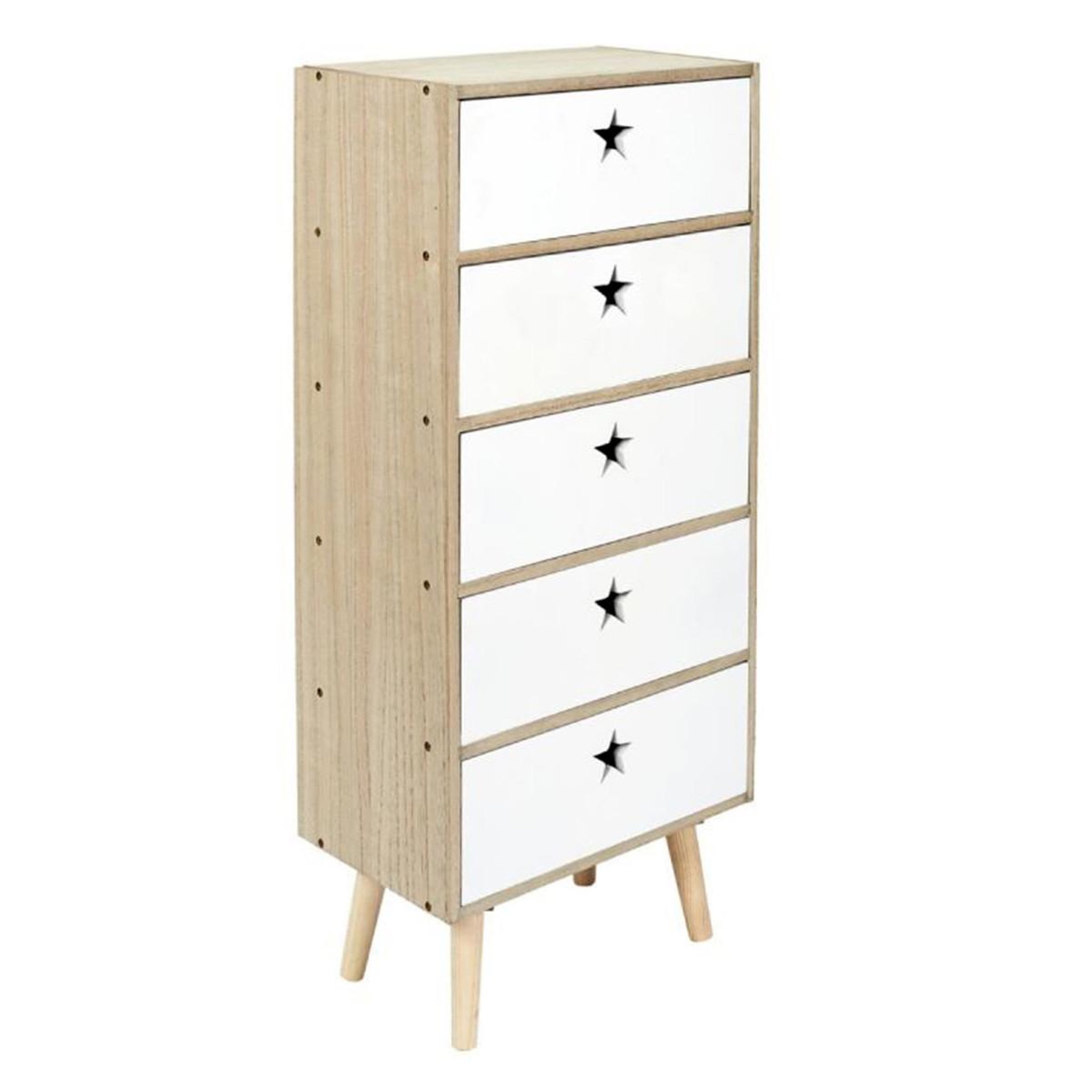 HOME DECO KIDS Chiffonnier enfant  star  91cm blanc & beige
