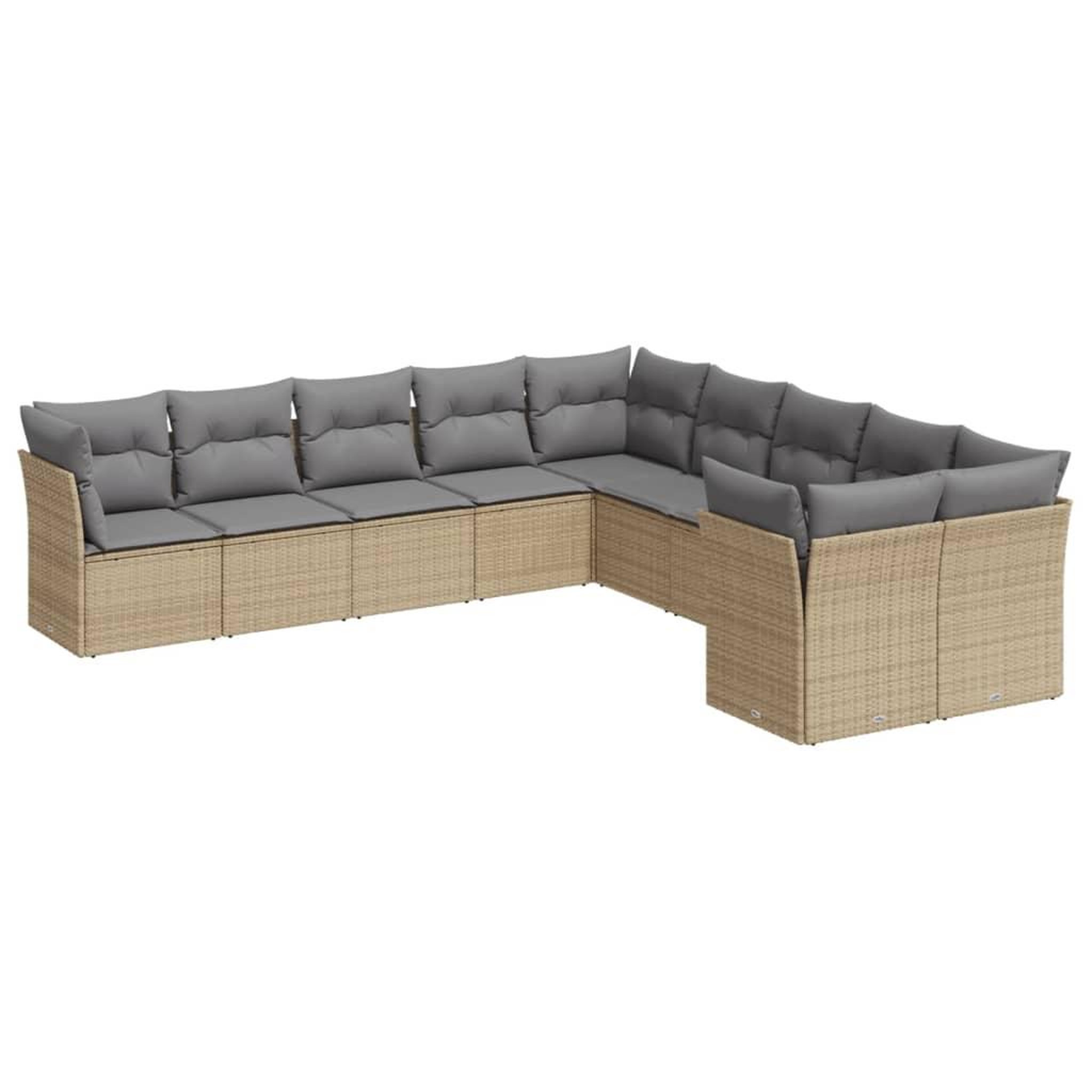 Voir la diapositive 2 : VIDAXL Salon de jardin avec coussins 10 pcs beige resine tressee