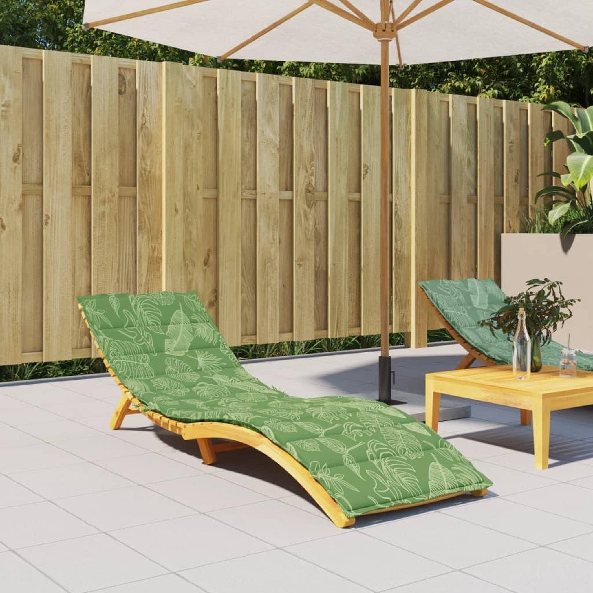 VIDAXL Coussin de chaise longue motif de feuilles tissu oxford