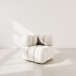 LISA DESIGN Ruby - module d'assise d'angle gauche en velours texturé. Coloris disponibles : Orange, Gris, Bleu, Beige, Noir