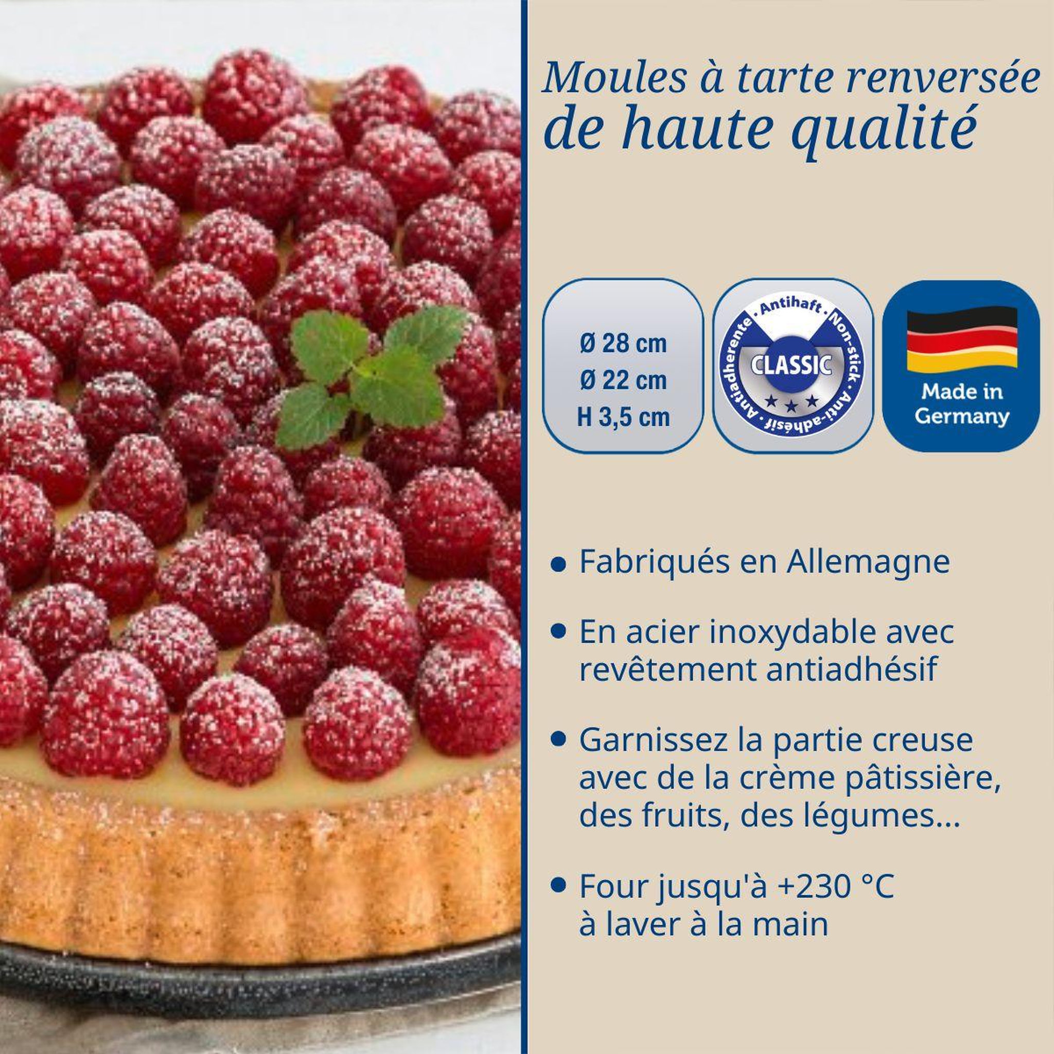 Voir la diapositive 3 : DR.OETKER Set de 2 moules à tarte renversée 22 cm et 28 cm dr oetker tradition